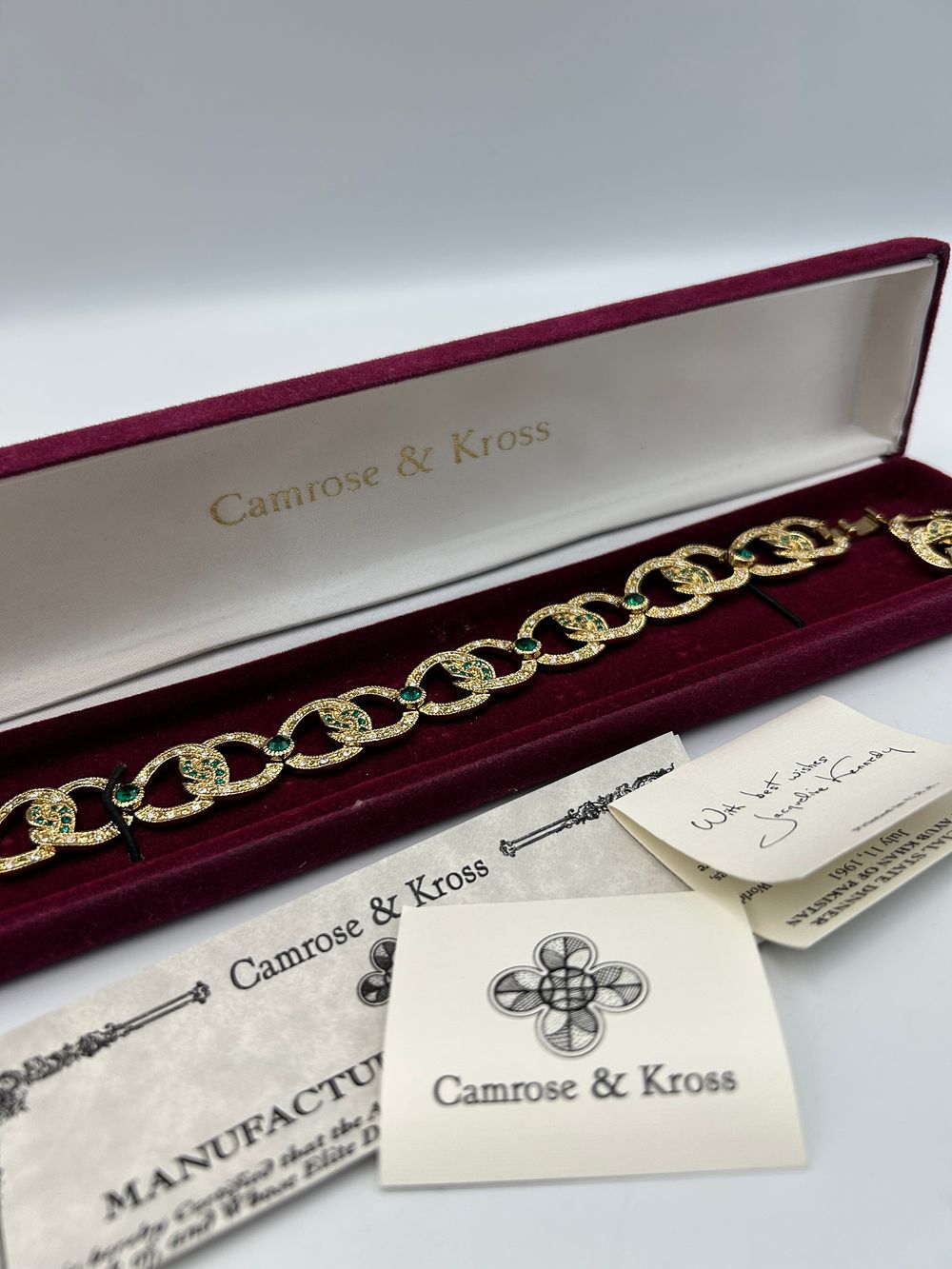Lot 177: Jacqueline Kennedy Collection Gilt Metal Effect and Crystal Link Bracelet by Camrose & Kross