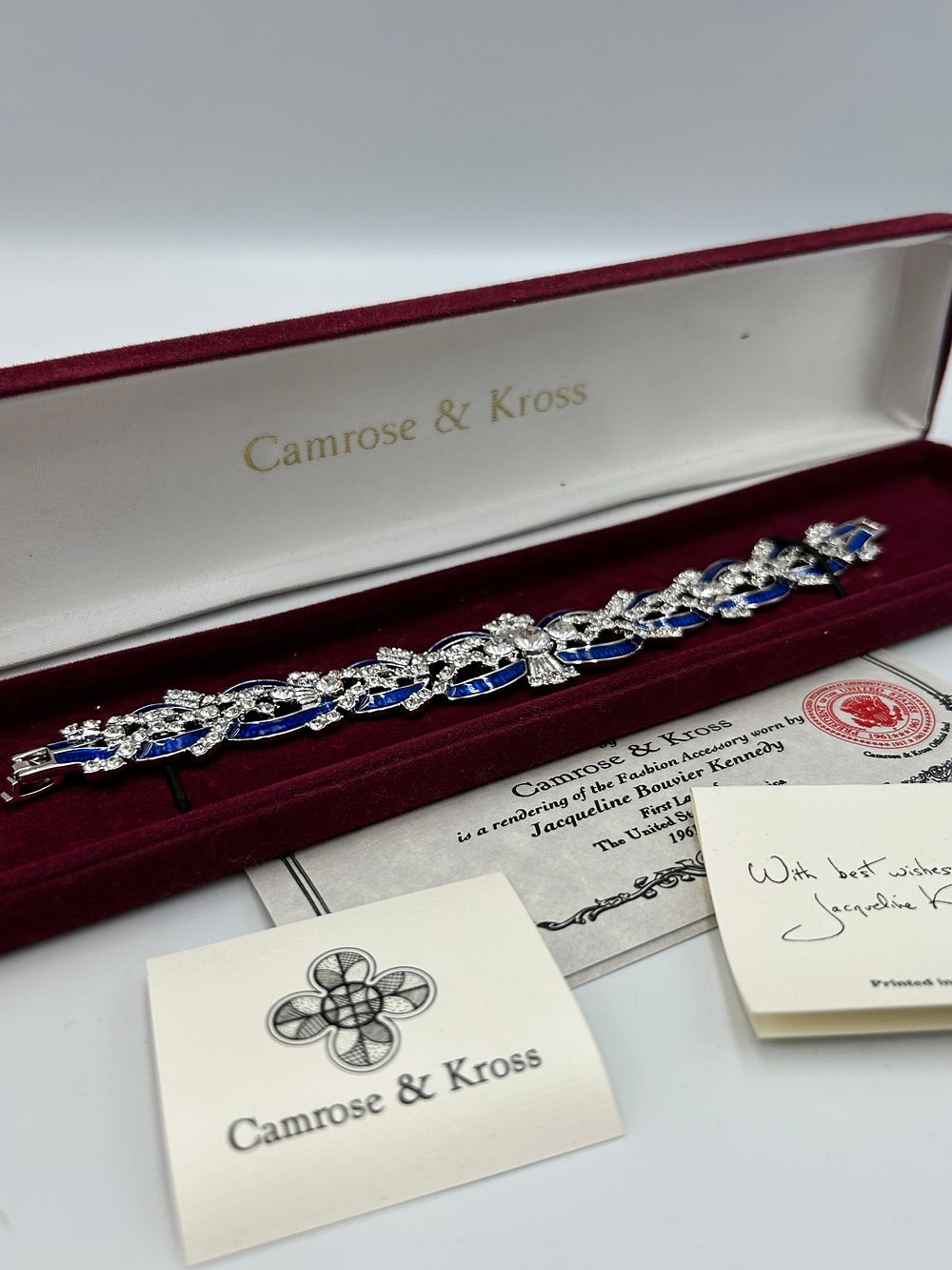 Lot 188: Camrose & Kross Jacqueline Kennedy Collection White Metal and Rhinestone Bracelet