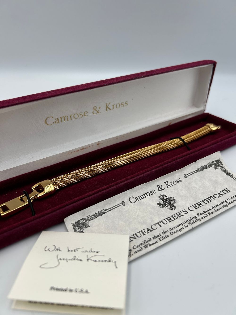 Lot 190: Camrose & Kross Jacqueline Kennedy Collection Gilt-Metal Effect Mesh Bracelet