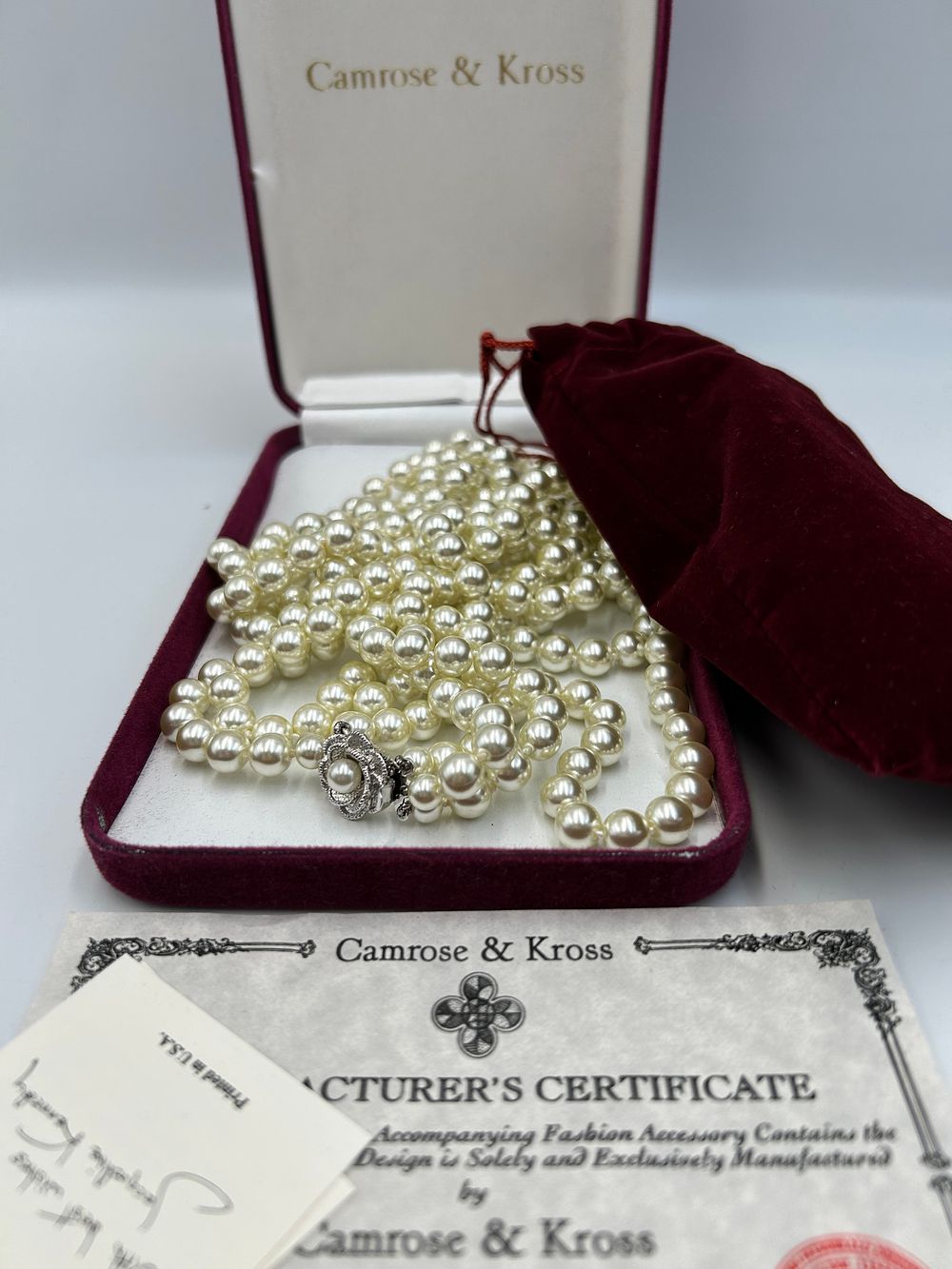Lot 196: Camrose & Kross Jacqueline Kennedy Collection Pearl? Necklace with Rose Clasp