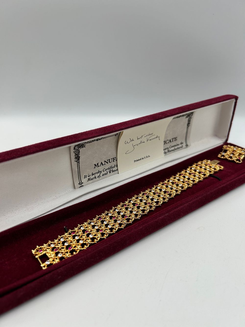 Lot 197: Camrose & Kross Jacqueline Kennedy Collection Gilt Metal Effect and Crystal Bracelet