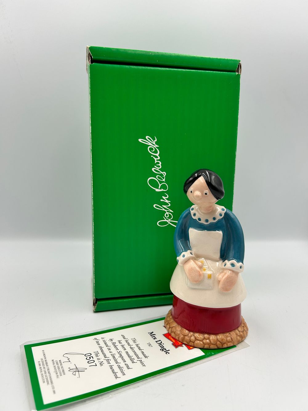 Lot 287: John Beswick Glazed Ceramic Trumpton Mrs Dingle Figurine TR7, Limited Edition 0507/2500