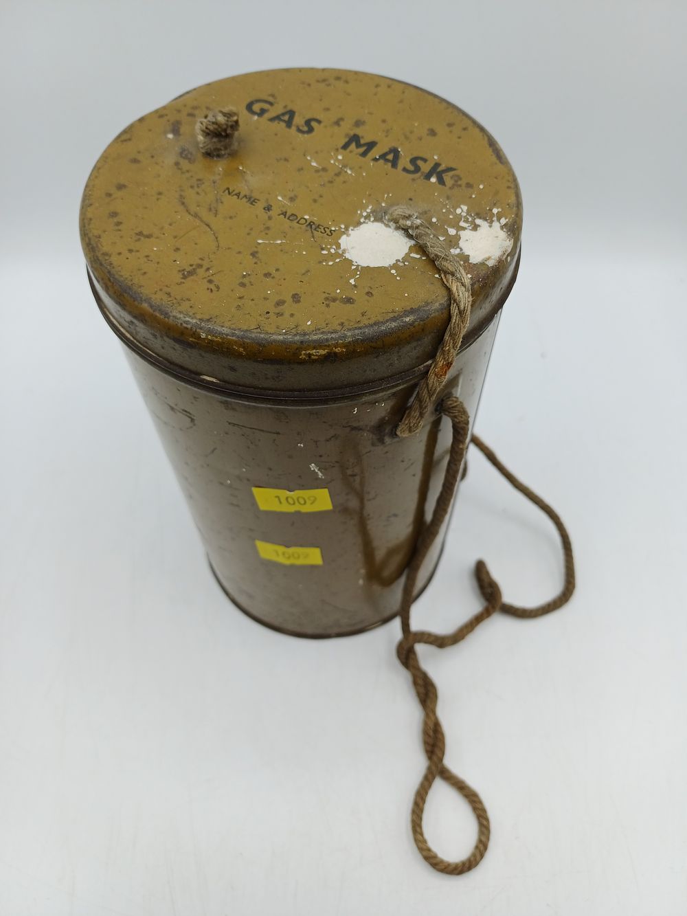 Lot 317: Second World War British Civilian Duty Gas Mask and Metal Canister