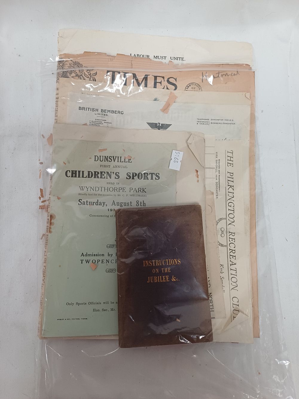 Lot 323: A Collection of Doncaster and Dunsville Regional Ephemera, 1931 - 1950