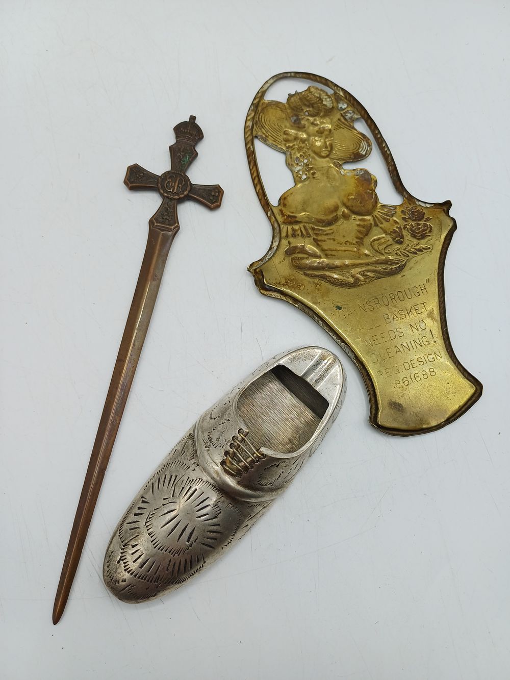 Lot 325: A Trio of Brass? and White Metal Decorative Commemorative Items