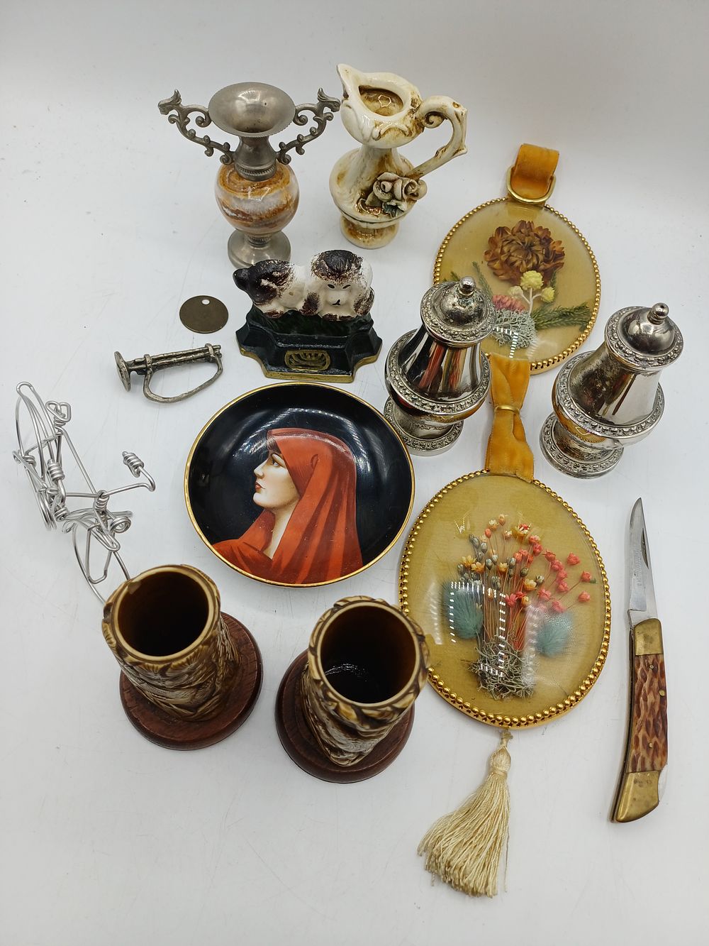 Lot 359: A Collection of Vintage Decorative Objects and White Metal Curios