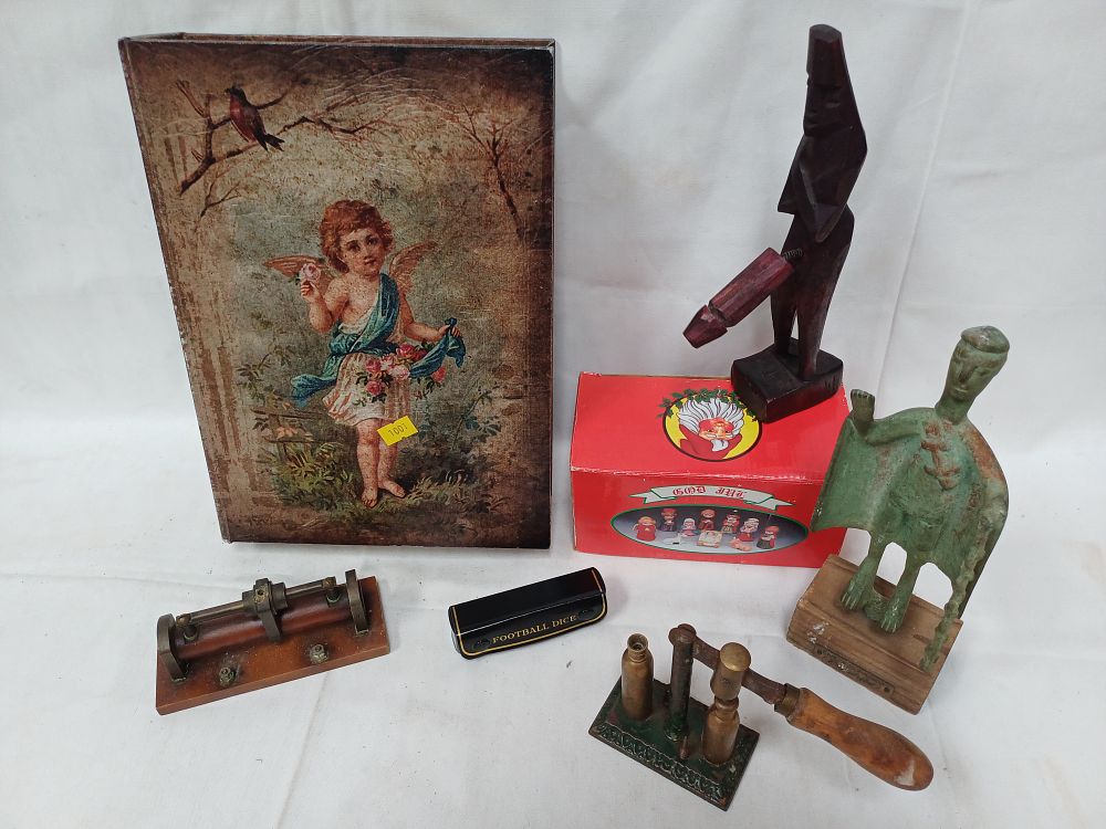 Lot 367: Mixed Vintage Collection Including Bronzed Figure and Shot-Loading Tool