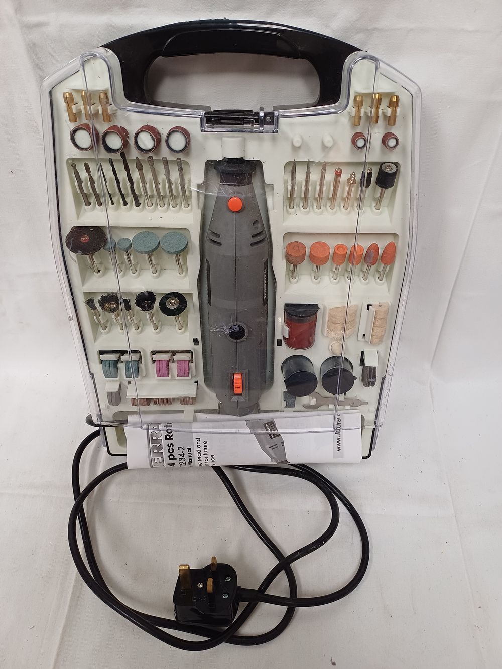 Lot 384: Terratek MT234-2 Variable Speed Rotary Tool Kit with 234 Accessories