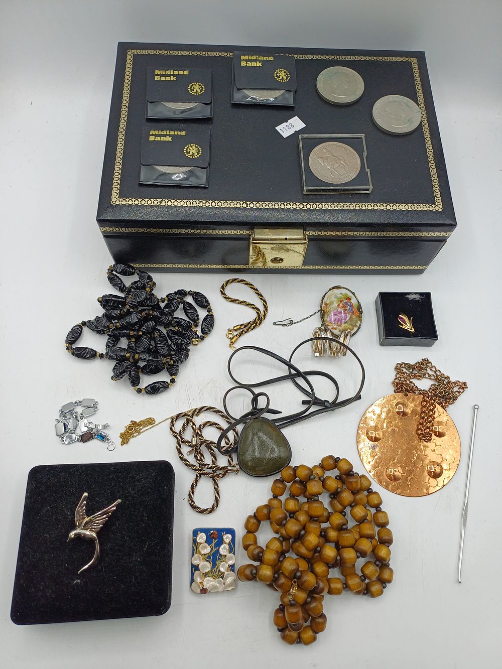 Lot 403: An Assortment of British White Metal Crowns and Vintage Costume Jewellery