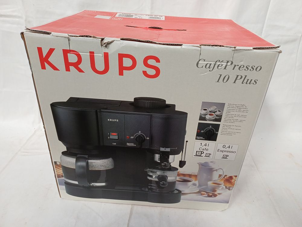 Lot 412: Krups CaféPresso 10 Plus Black Plastic and Glass Combination Coffee Machine F 866 42 30