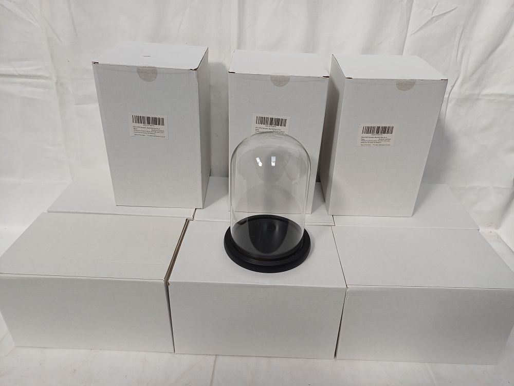 Lot 413: Ten Belle Vous Decorative Glass Display Domes with Black MDF Bases