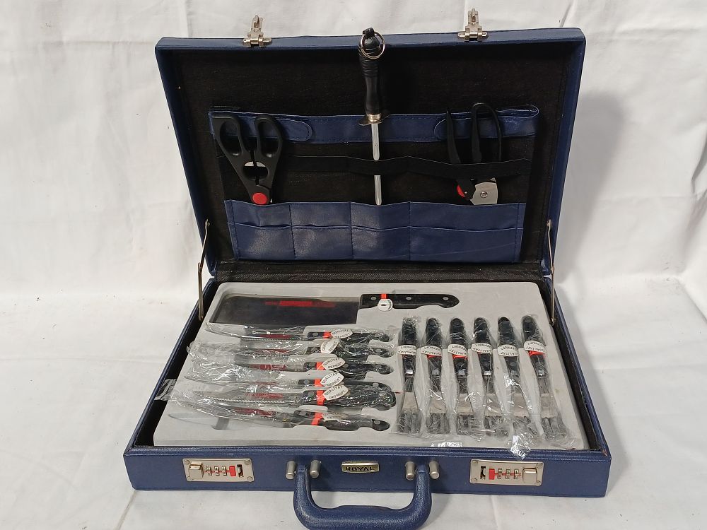 Lot 415: Royal Stainless Steel Knife and Cutlery Set in Blue Case