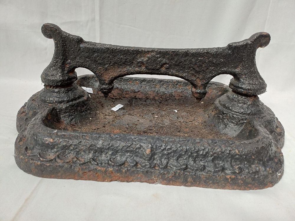 Lot 421: Victorian Cast Iron Boot Scraper with Foliate Base, 16"