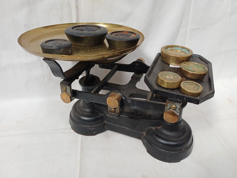 Lot 424: W. & T. Avery Ltd? Cast Iron and Brass Counter Balance Scale