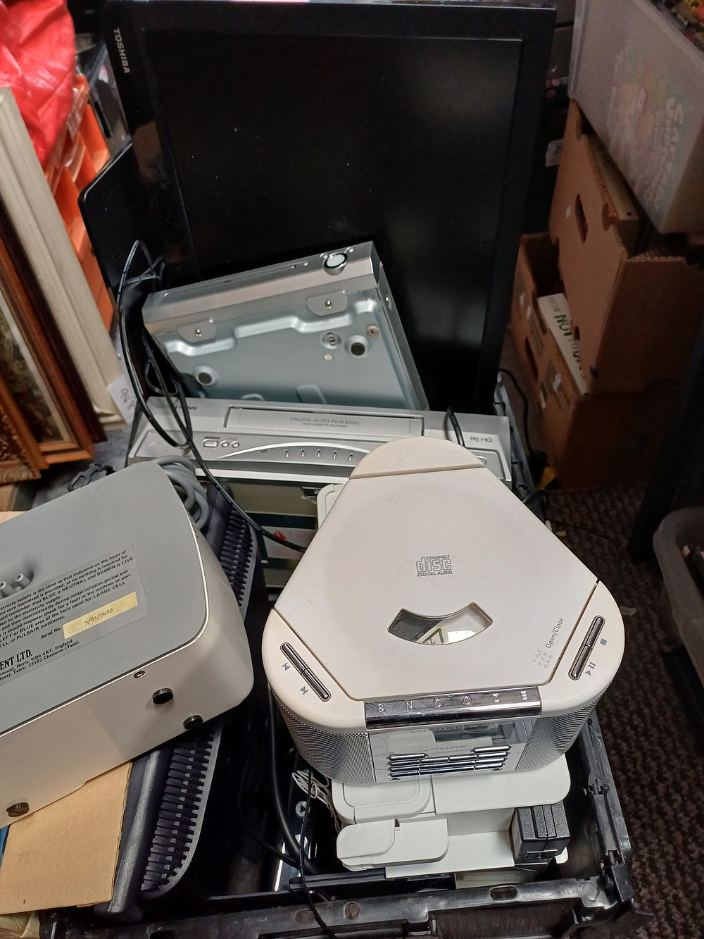 Lot 444: Collection of Consumer Electronics including Pure Chronos CD Clock Radio and Nintendo Wii Console