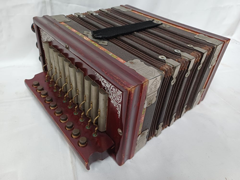 Lot 449: Late 19th Century German Diatonic Button Accordion by House? Saxony
