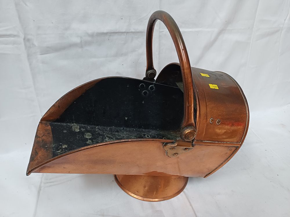 Lot 457: Victorian Copper Helmet Shaped Coal Scuttle, London?