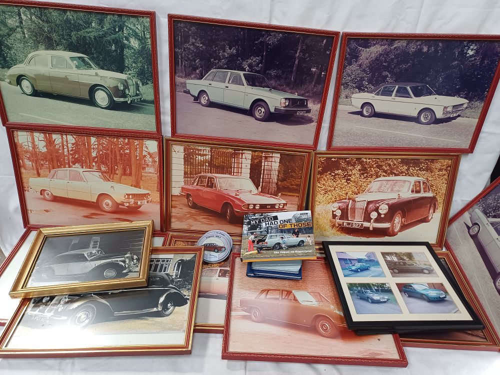 Lot 462: A Collection of Classic Car Framed Photographs, Books and Coasters