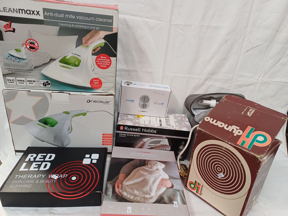 Lot 467: An Assortment of Domestic Electrical Appliances and Personal Wellness Goods including Cleanmaxx and Russell Hobbs