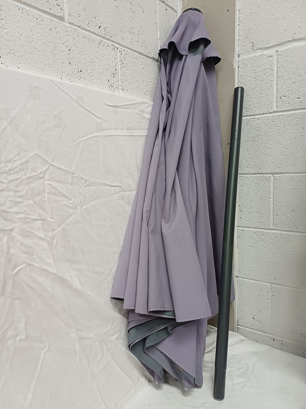 Lot 494: A Large Market Style Garden Brolly With Metal Pole