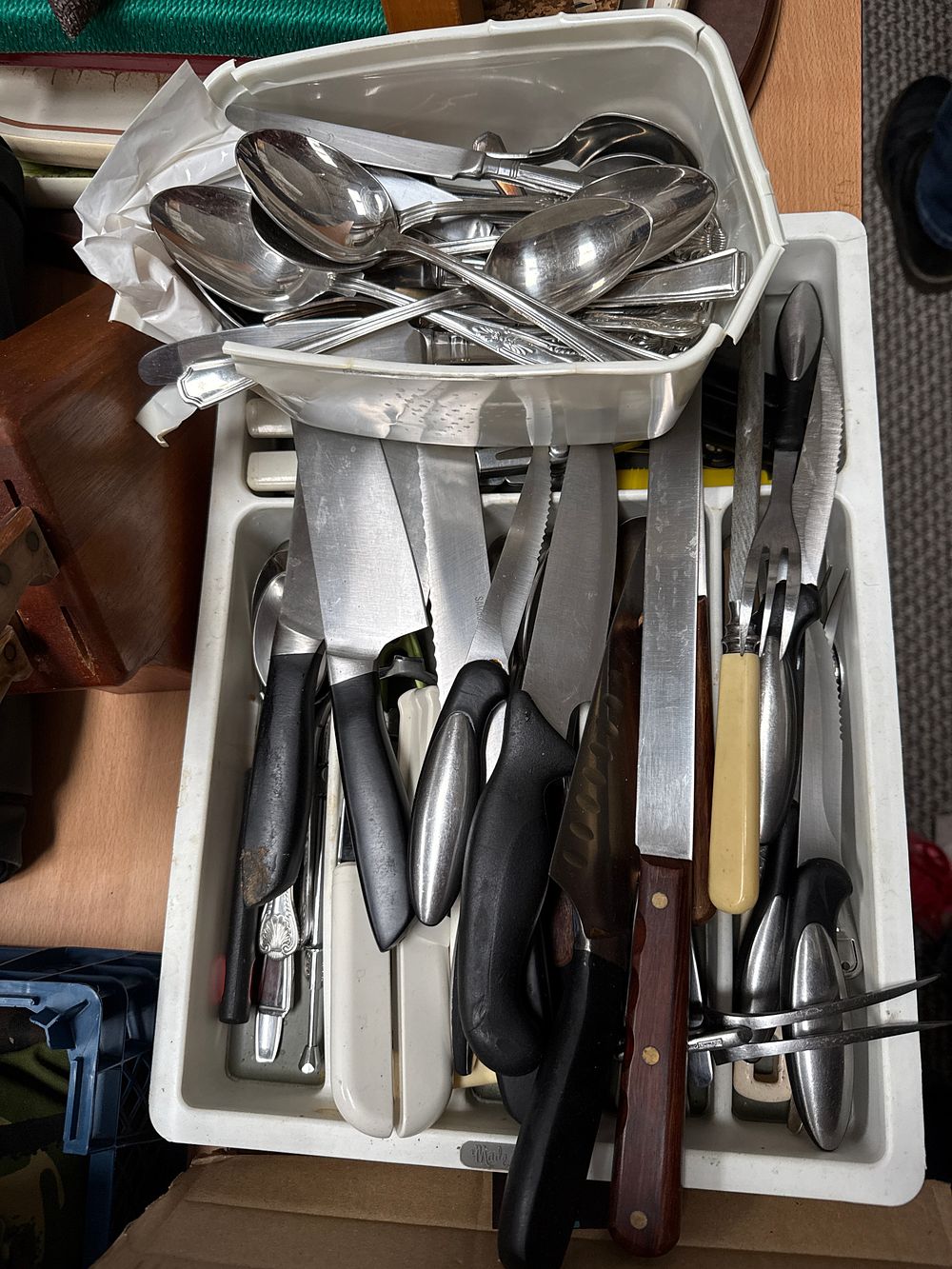 Lot 502: A Collection of Stainless and White Metal Kitchen Cutlery and Flatware