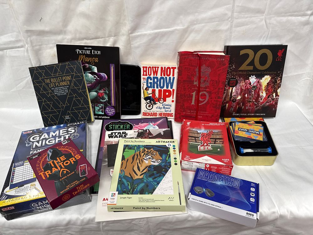 Lot 503: A Collection of Hinkler Activity Kits, Games and Liverpool Football Club Books