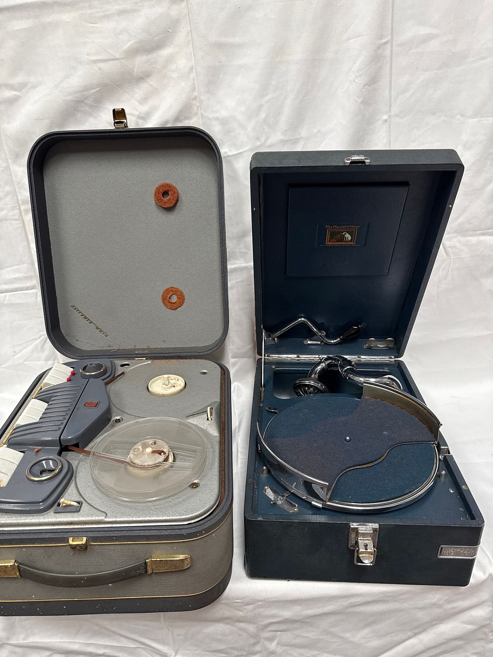 Lot 515: The Gramophone Company Ltd? Rexine Cased Portable Gramophone and a Philips Reel-To-Reel Tape Recorder