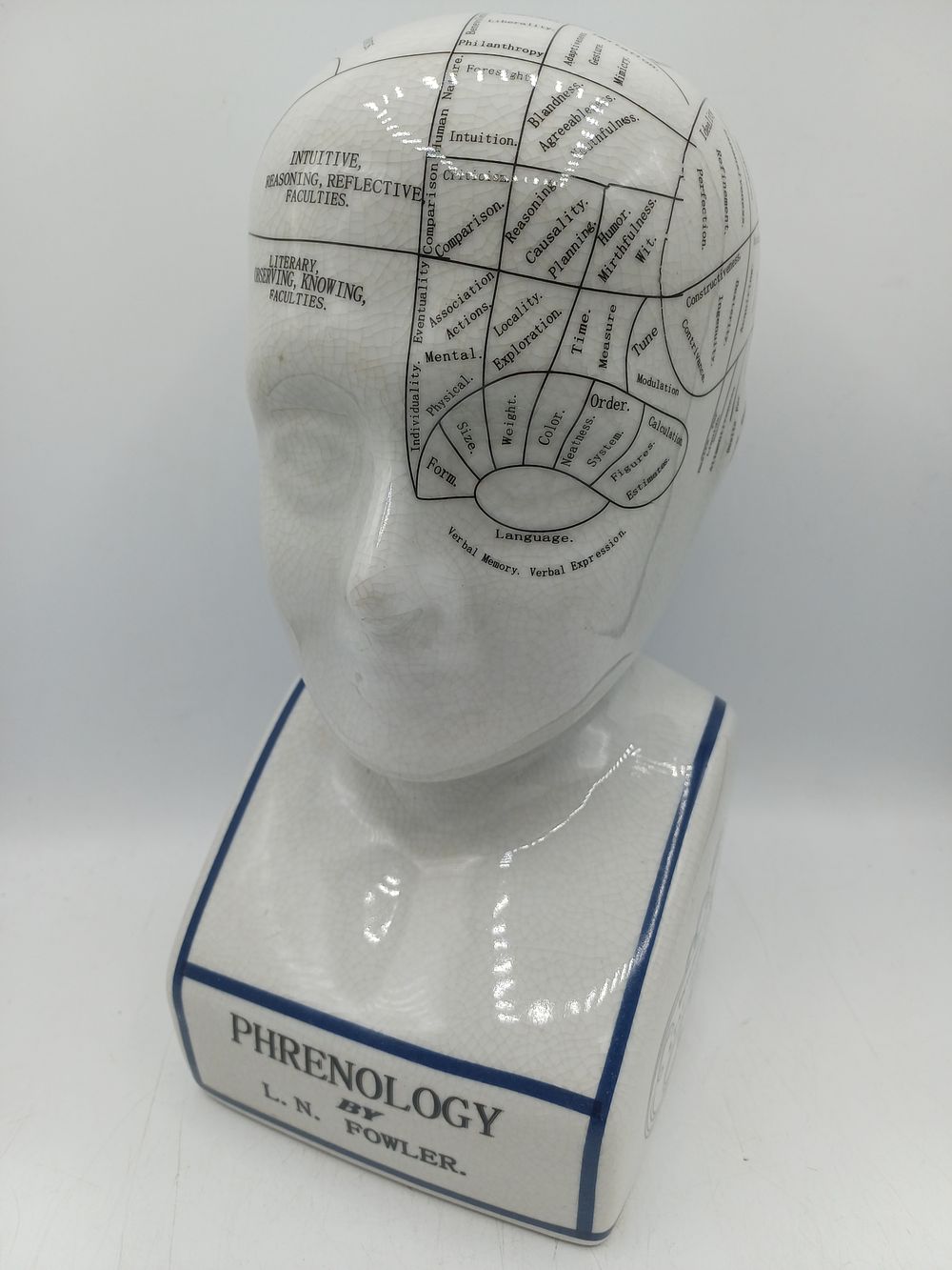 Lot 545: Glazed Ceramic Phrenology Bust by L.N. Fowler