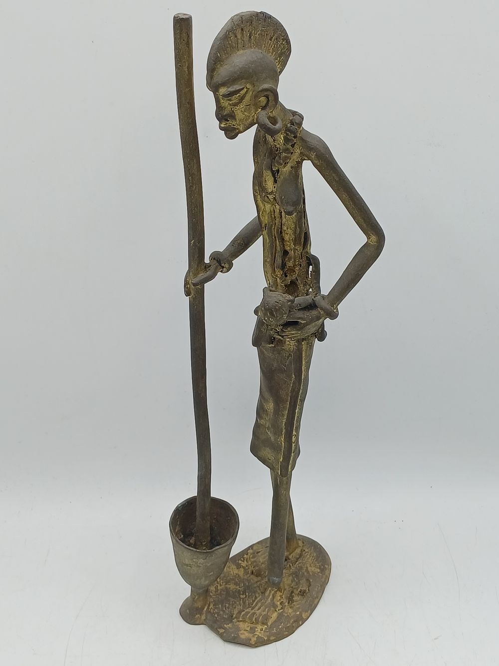 Lot 547: West African? Bronzed Figurative Sculpture of a Woman, 12"