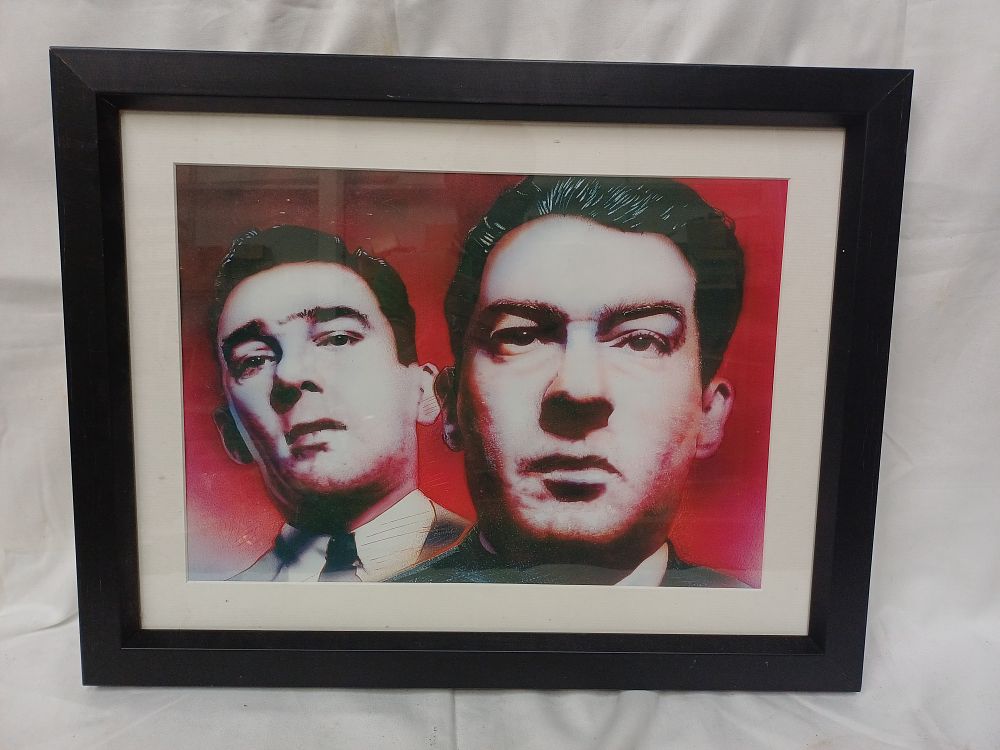 Lot 599: Ronnie and Reggie Kray Stylised Colour Print, Framed, 21.5 x 17"