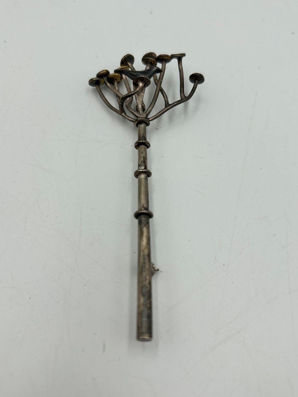Lot 635: Modernist Sterling Silver Bamboo Style Brooch by GJL ?, London, 1968?
