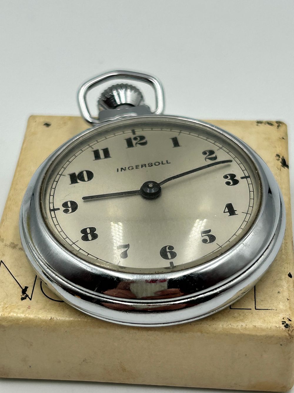 Lot 653: Ingersoll Chrome Cased Open Face Pocket Watch