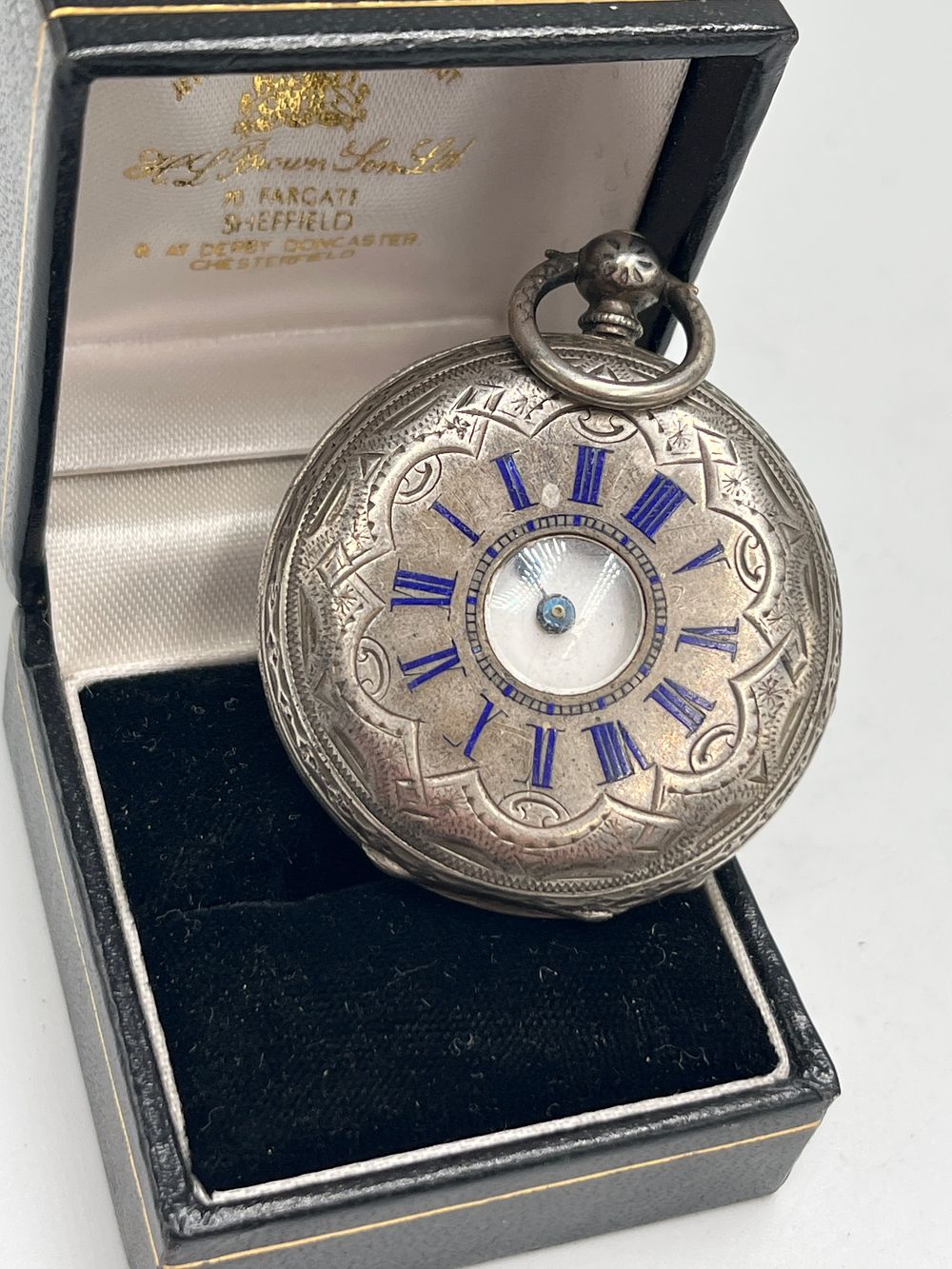 Lot 672: Late Victorian Fine Silver Half-Hunter Pocket Watch, H.L. Brown & Son Ltd, 45g