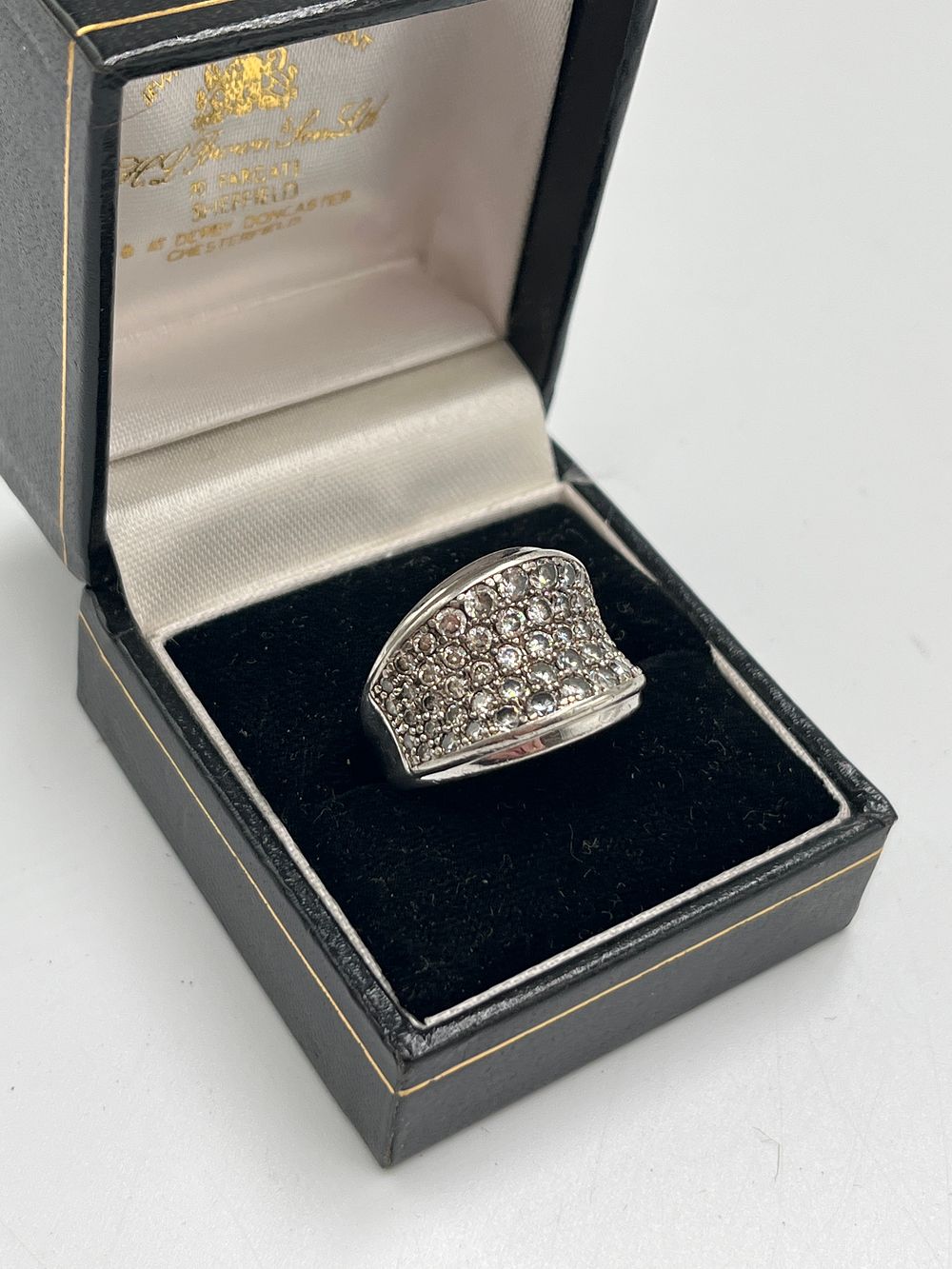 Lot 734: Sterling Silver Wide Band Cocktail Ring, Size N