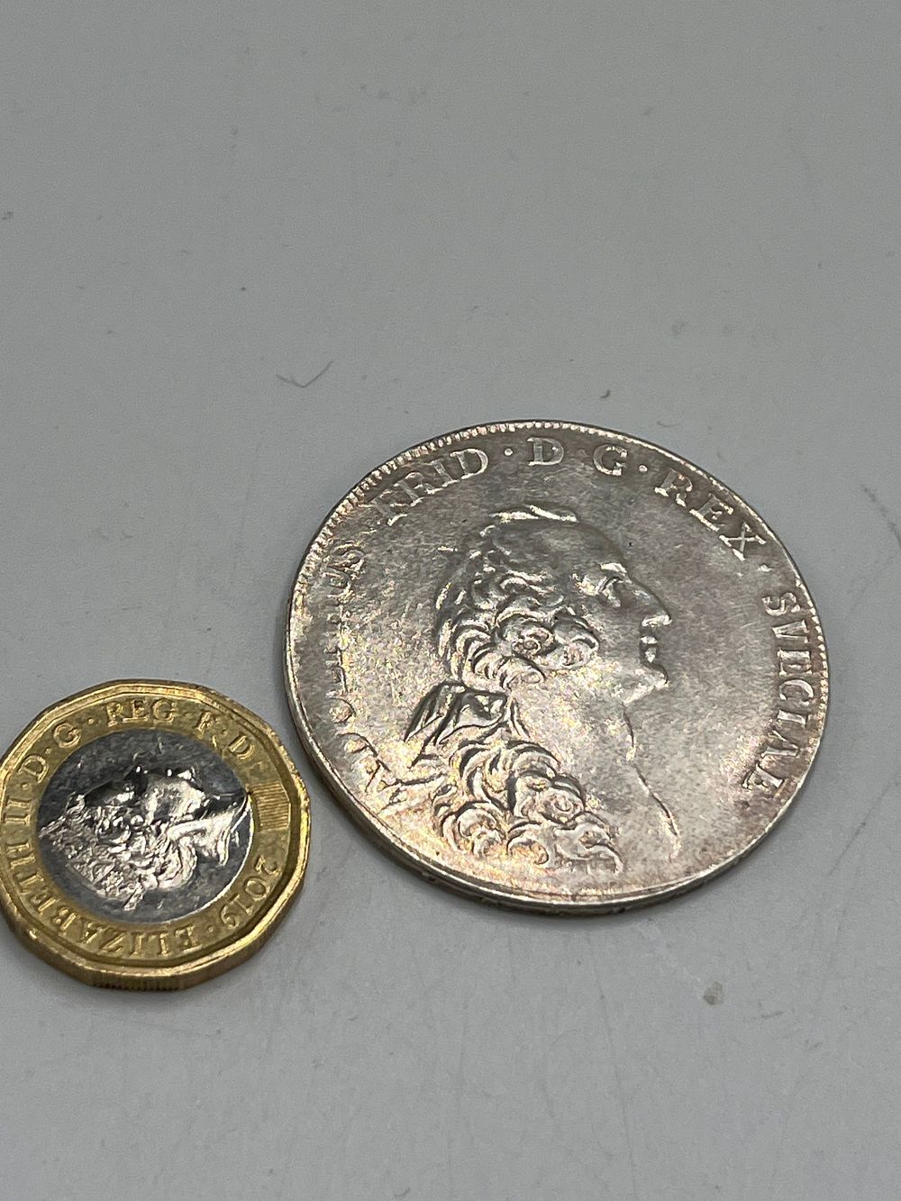 Lot 736: Swedish? White Metal 1 Riksdaler Adolph Frederick 1769,