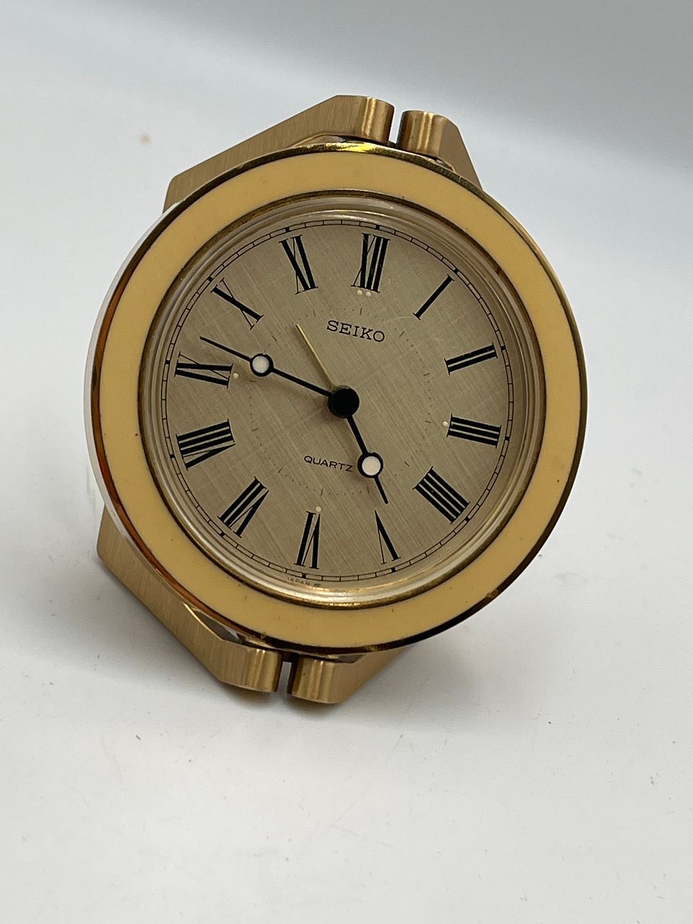 Lot 760: Seiko Quartz Gilt Metal Effect Gimbal Desk Alarm Clock