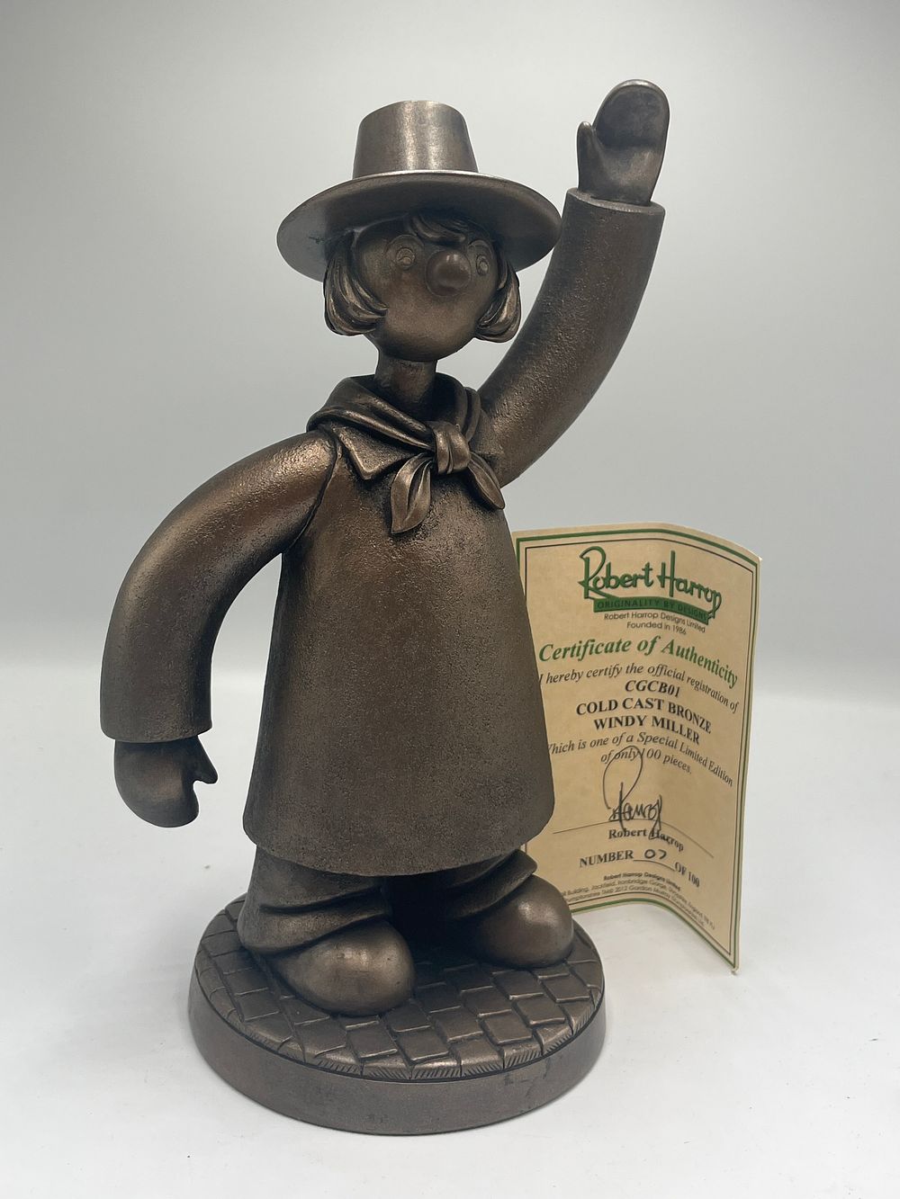 Lot 770: Robert Harrop Designs Limited Windy Miller Bronzed Figurine, 2012, 10" x 6"