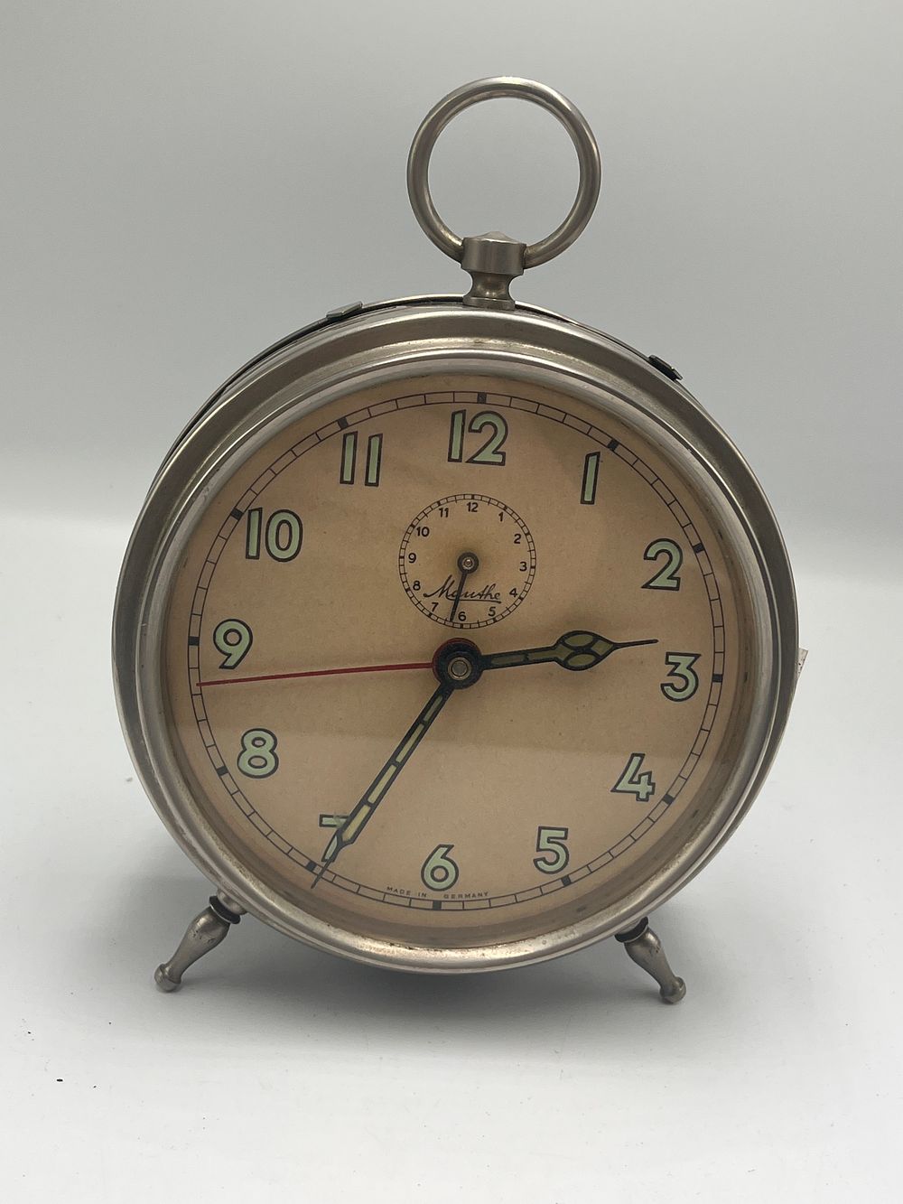 Lot 773: Mauthe Nickel-Plated? Bedside Alarm Clock, Germany