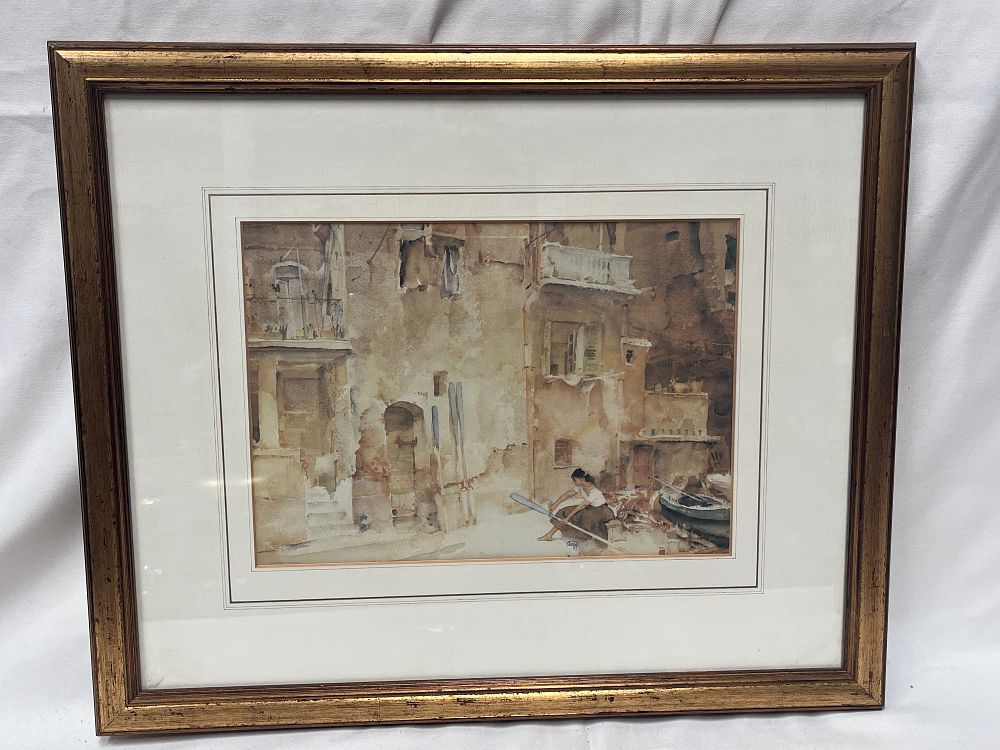 Lot 775: Sir William Russell Flint, Repainting Oar Blades, Watercolour, 22 x 18.5"