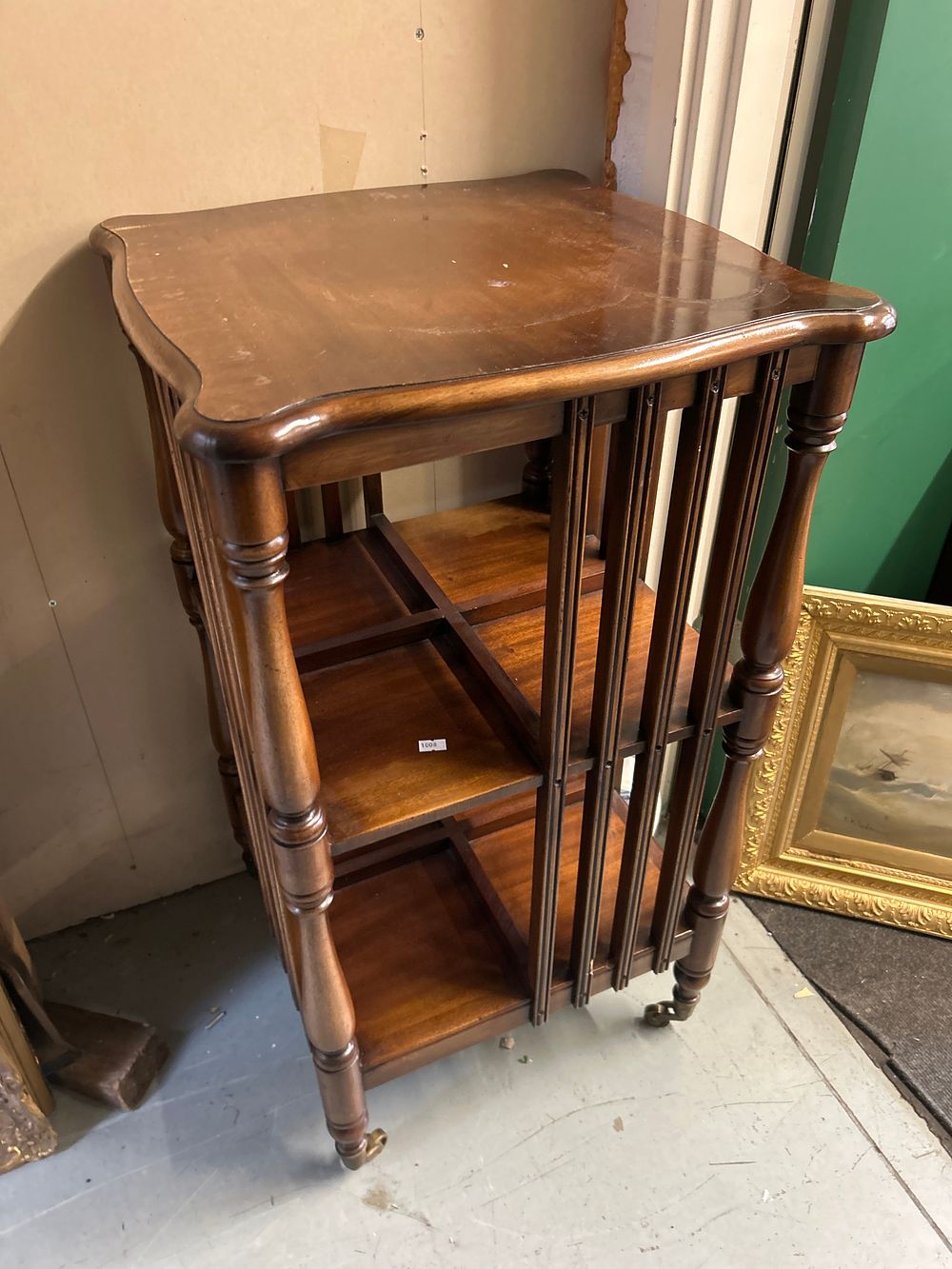 Lot 788: Edwardian Style Mahogany Revolving Bookcase, 32"