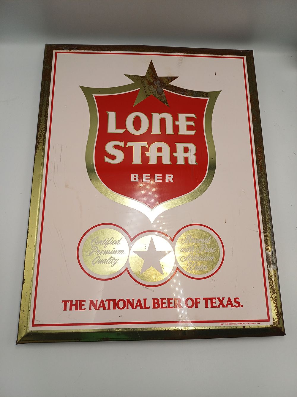 Lot 864: Lone Star Brewing Company Tin Advertising Sign, 19 x 14.5"
