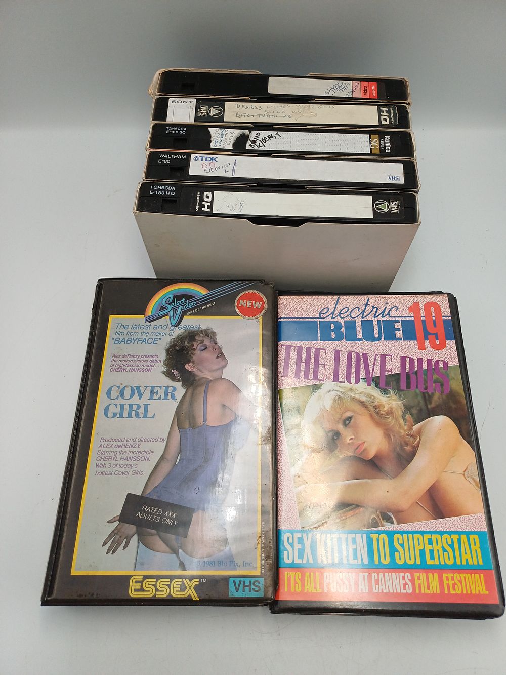 Lot 936: A Collection of Adult Interest VHS Tapes Including Electric Blue and Cover Girl
