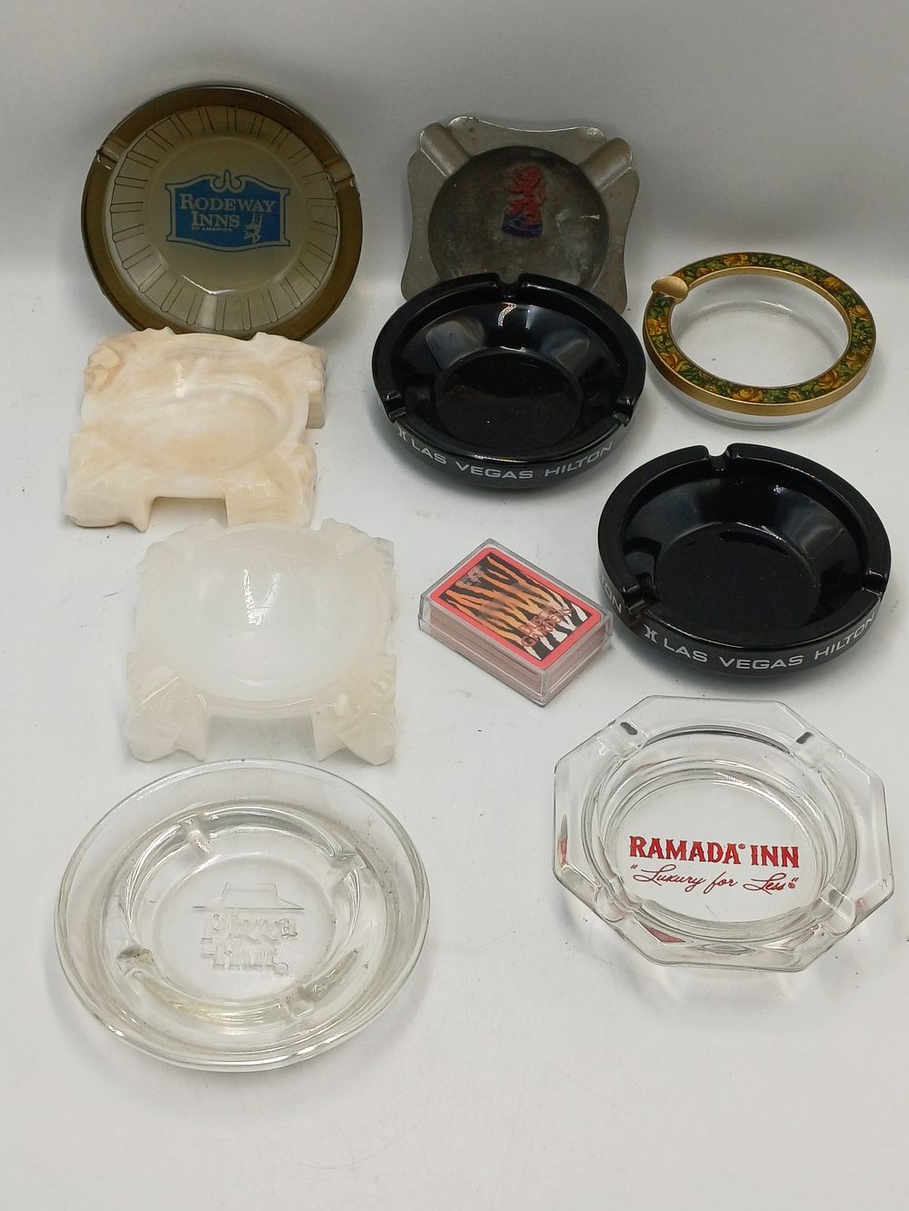 Lot 952: Collection of Vintage Hospitality and Advertising Ashtrays including Las Vegas Hilton