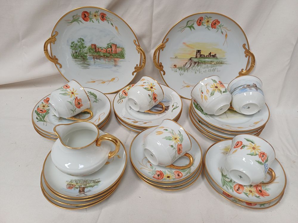 Lot 985: An Assortment of Hand Painted Porcelain Tea and Dessert Wares, Early 20th Century?