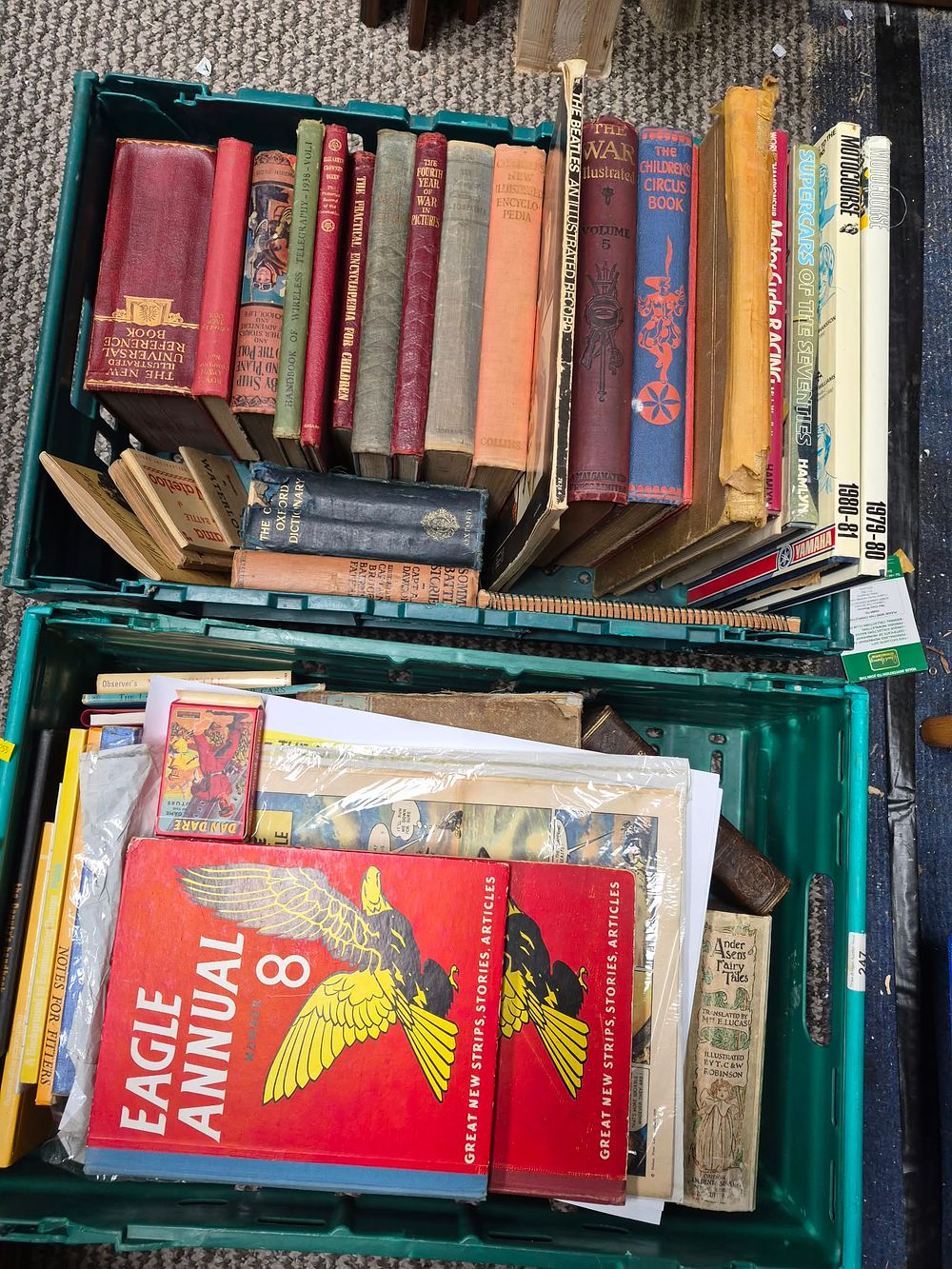 Lot 1057: A Collection of Vintage Children's Annuals, Automotive Books, and Encyclopedias