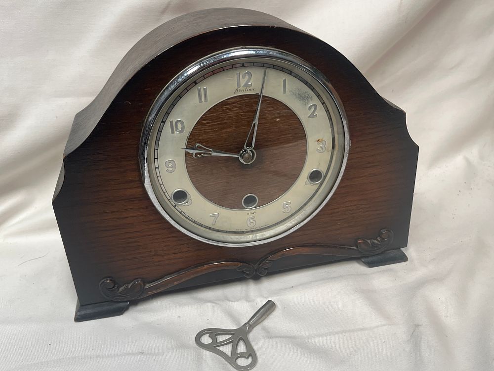 Lot 1069: Bentima 8 Day Wooden Mantel Clock, Made In Great Britain