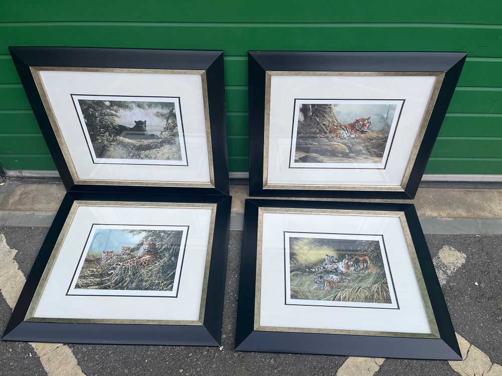 Lot 1078: A Set of Four Modern Offset Lithographic Prints of Big Cats by Trevor Hodge?