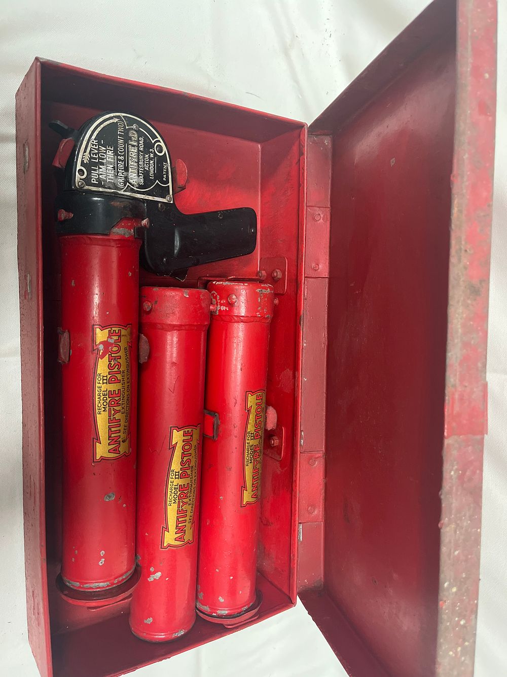 Lot 1088: Antifyre Pistole Model III Fire Extinguisher Set, Acton, London