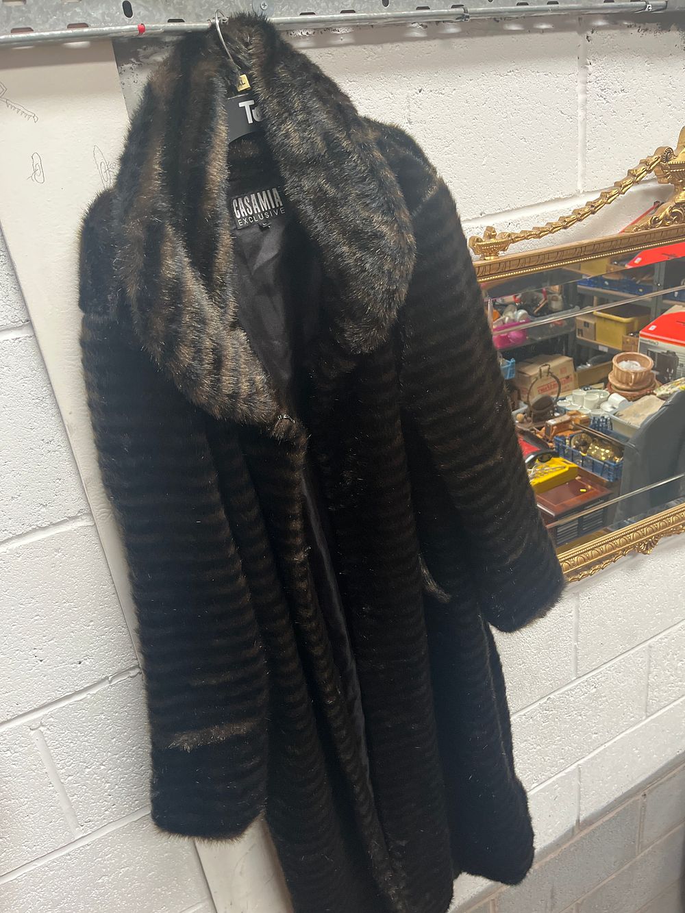 Lot 1102: Casamia Exclusive Faux Fur Full-Length Ribbed Coat, Large
