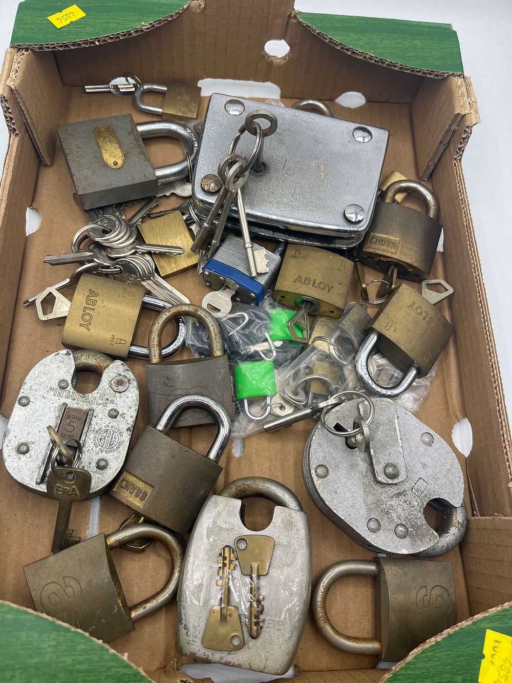 Lot 1109: A Collection of British Steel and Brass Padlocks by Abloy, Chubb, and ERA?